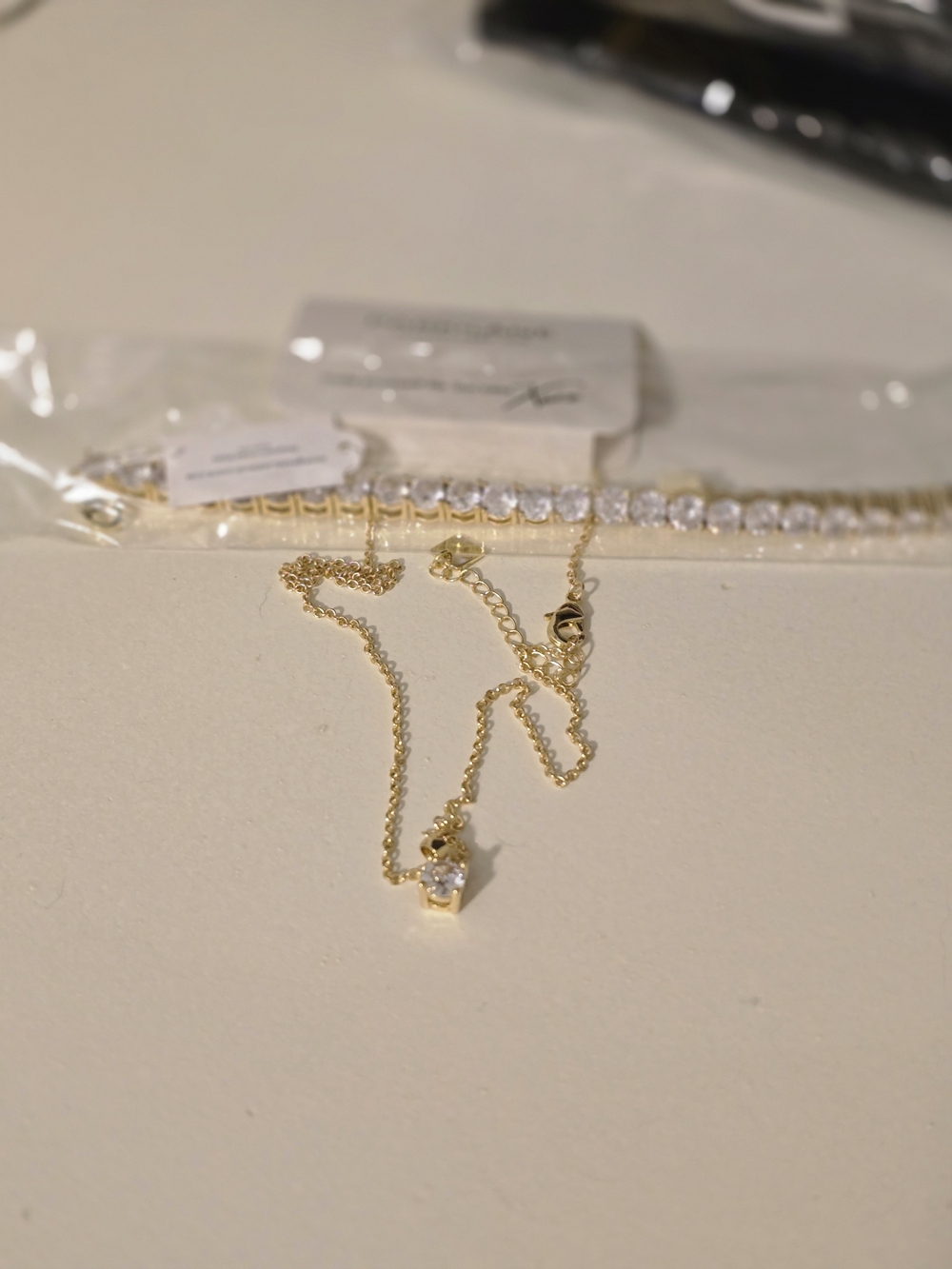 Park Lane Gold Cubic Zirconia Drop Necklace and Tennis Bracelet Set